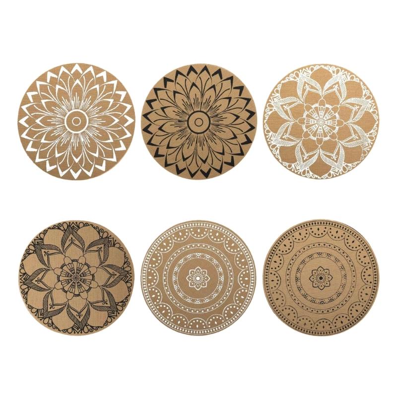 Non-Slip Round Placemats Decorative Dinner Table Mat Dual-Sided Waterproof Insulated Placemat Printed Western Food Mat