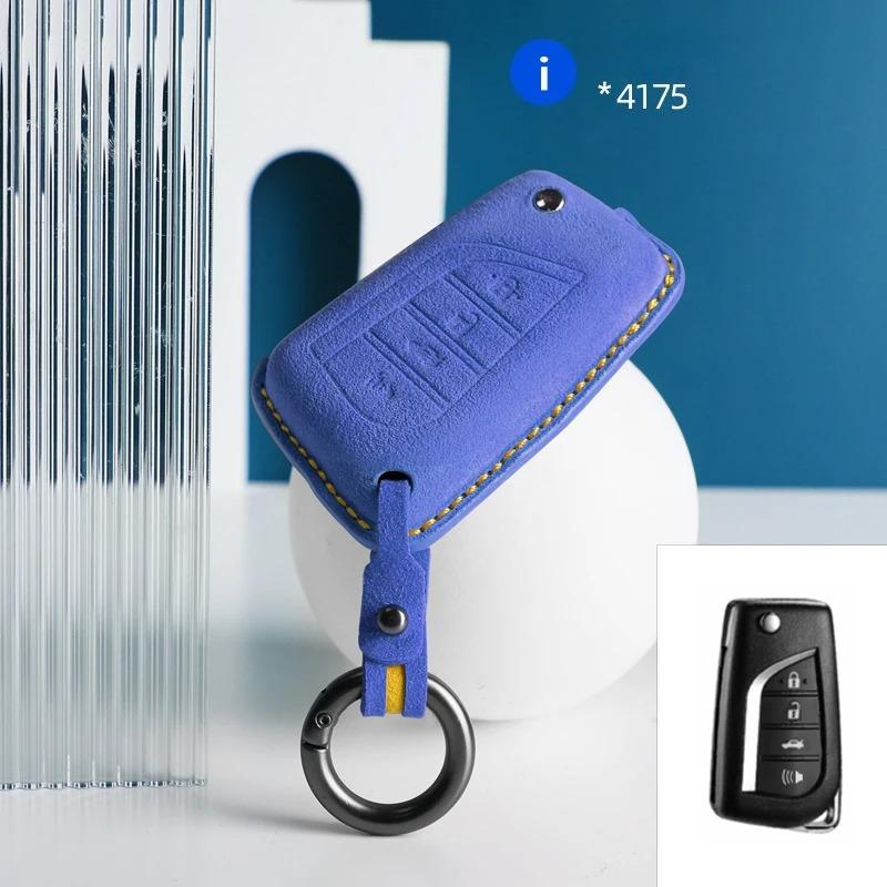 2 4 Button Suede Car Key Case Cover Protect Shell Skin F For Toyota Corolla Rav4 C-Hr Yaris Aygo Avensis Scion Vitz Flip Key