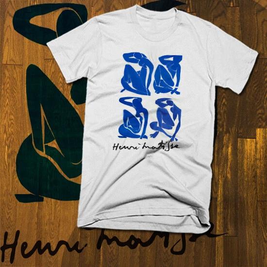 

Abstract Art Matisse T-Shirt Pre Post Picasso Da Vinci Dali Blue Nudes Cotton L