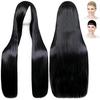 CaseEden Cosplay Wig, Long, Straight, 80cm, Black, Includes 2 Wig Nets