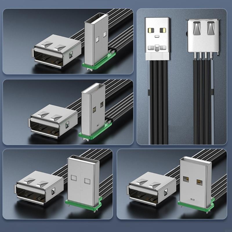 Super Flat flexible USB 2.0 A Male to Female 90 Angled Extension Charging data cable USB male to female right/left/down/up