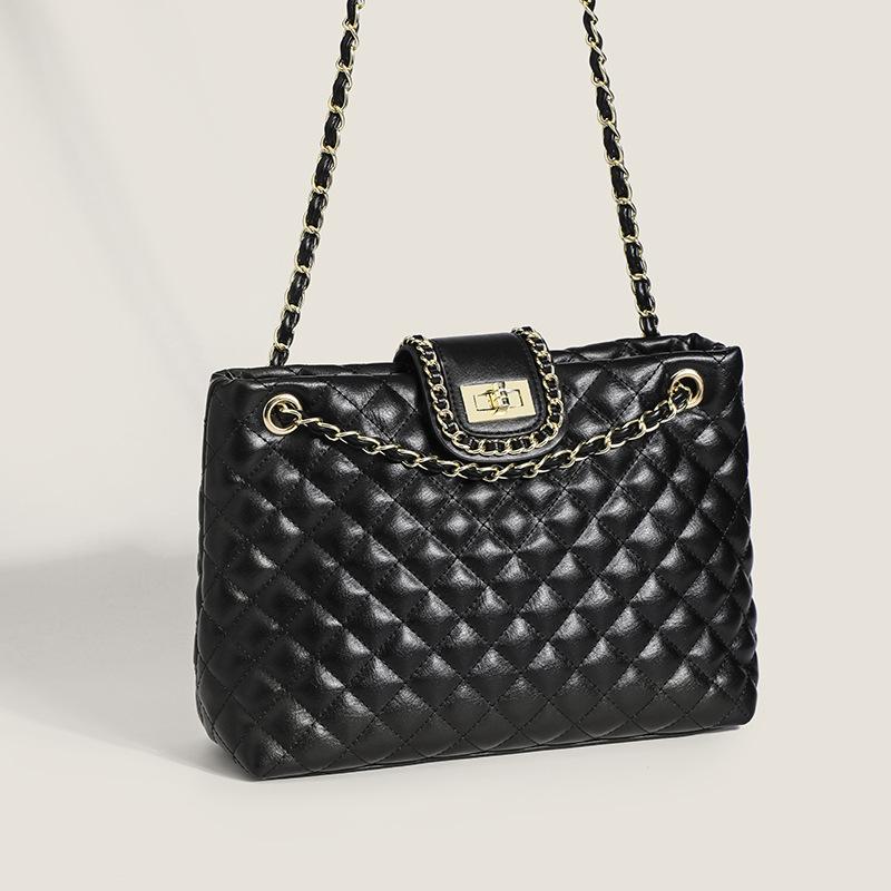 Spring and Summer New Korean Version Simple Single Shoulder Underarm Bag Diamond Tote Bag Large Capacity Commuting Bag Handbag for Women