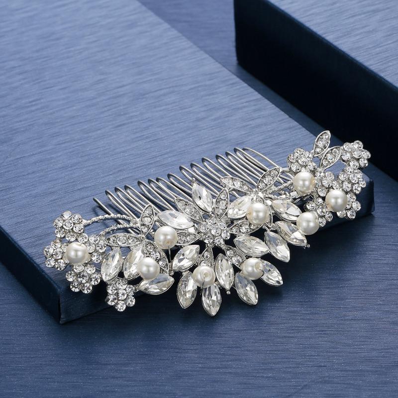 Handmade Bridal Hair Comb with Hairpin for Wedding Crown Updo Accessory