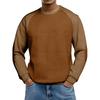 Men's Loose-fitting Casual Waffle-weave  Neck Long-sleeved Top