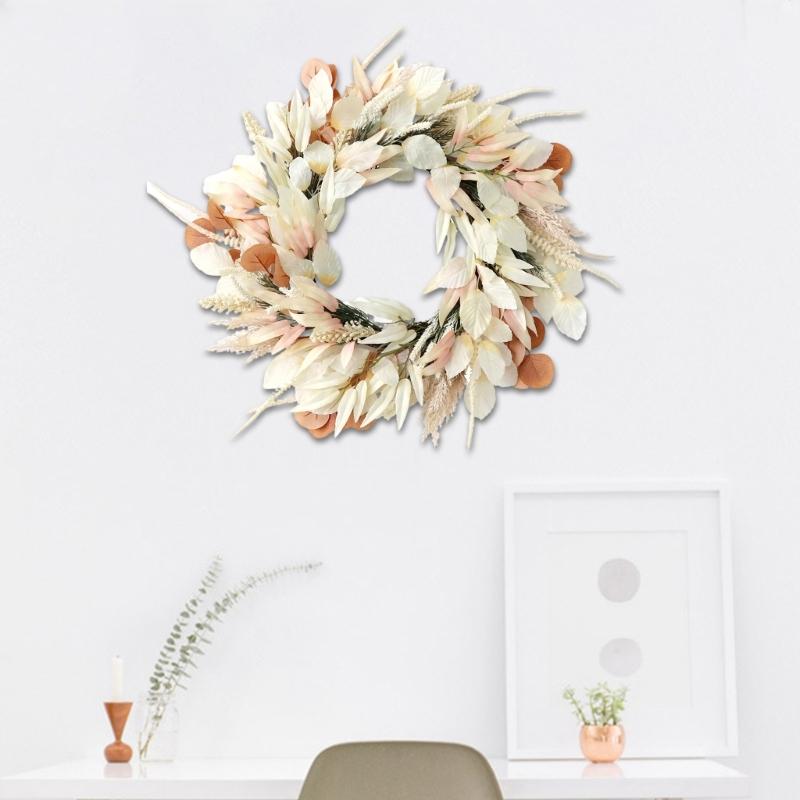 Artificial Ear of Rice Wreath Thanksgiving Holiday Wreath Artificial Flower Wreath for Door Hallway Garden Farmhouses