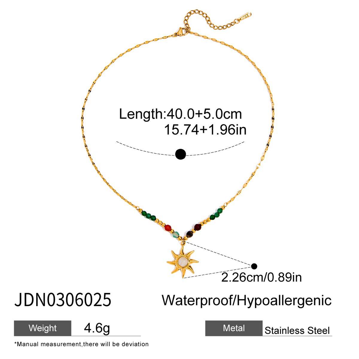 Youthway White Opal Sun Pendant Necklace Stainless Steel Material Inlaid With Colored Semi-Precious Stones Women Necklac