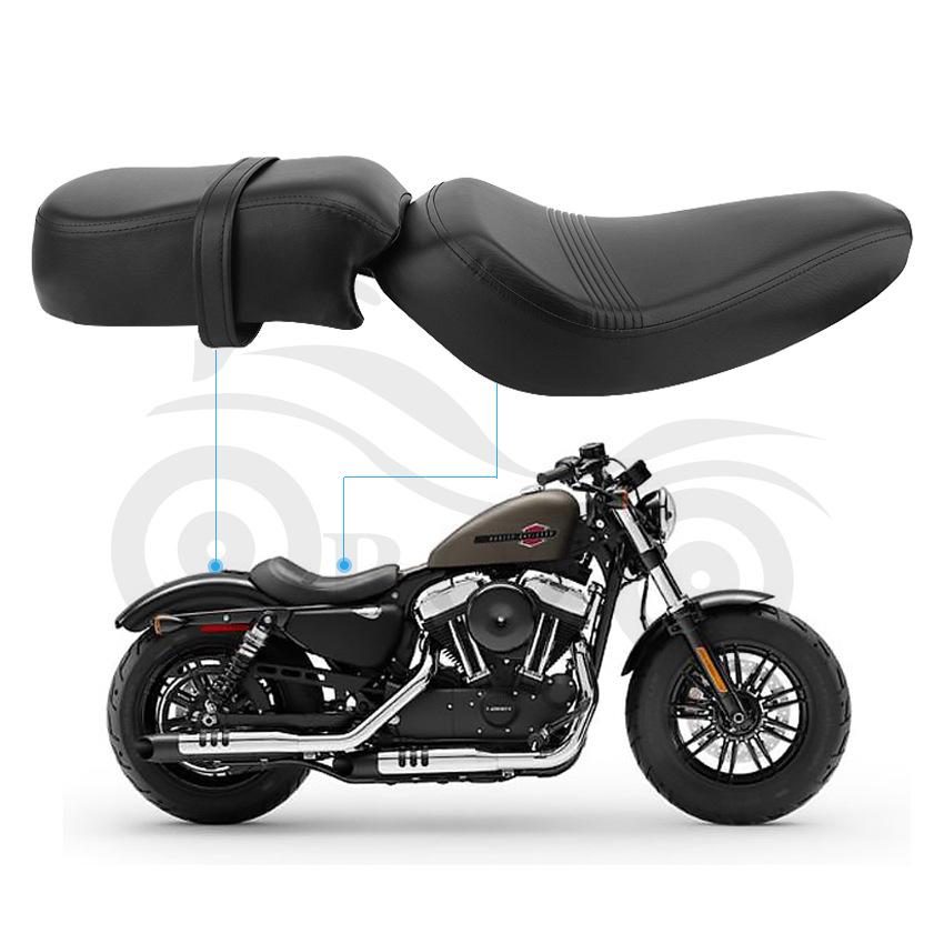 Compatible Front and Rear Seat Cushions for Harley XL883 1200 X48 Motorcycles (2016-2020) - Front Leather Seat Included