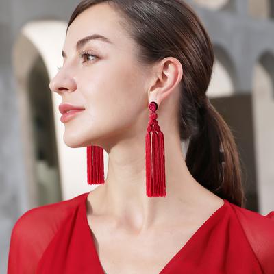 Ethnic Style Hand-Woven Tassel Earrings
