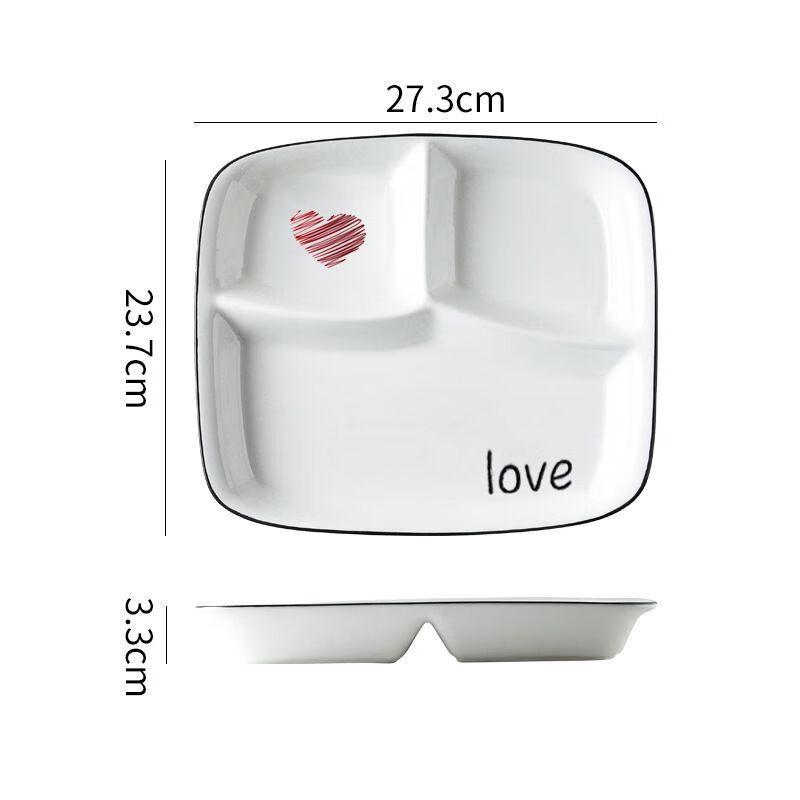 Ceramic 3-Compartment Portion Control Dinner Plate