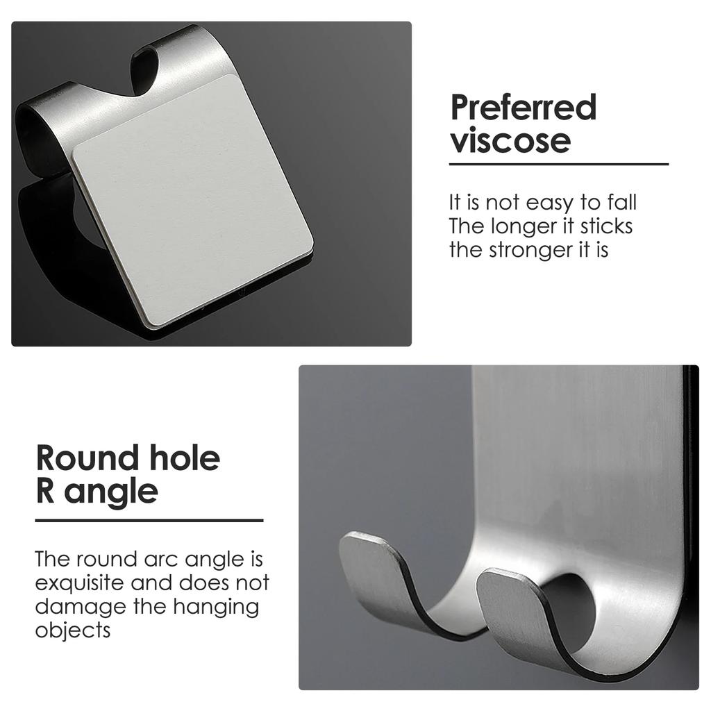 6Pcs Self-Adhesive Razor Holder Bathroom Wall Mounted Men Shaving Hook Rack Stainless Steel Shower Razor Organizer Holder