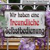 2D Flat German Sign "Wir Haben Eine Freundliche Selfservice" with Musical Notes, Size 8inch X 12inch, Perfect for Home Decor, Clubs and Outdoor
