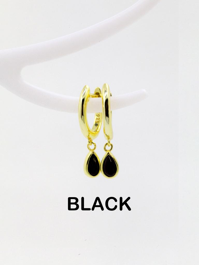 2207ER2 S925 Sterling Silver Teardrop Hoop Earrings Muti Color Zircon CZ Circle Round Loops Crystal Women Piercing Earring