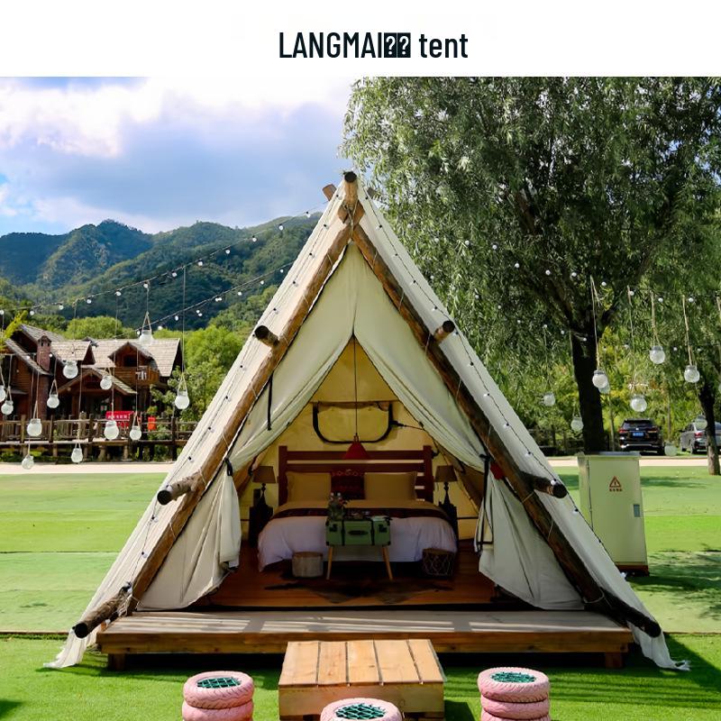 

Деревянный дом, живописная палатка для dining и проживания для курортов и кемпинга на открытом воздухе 2-person