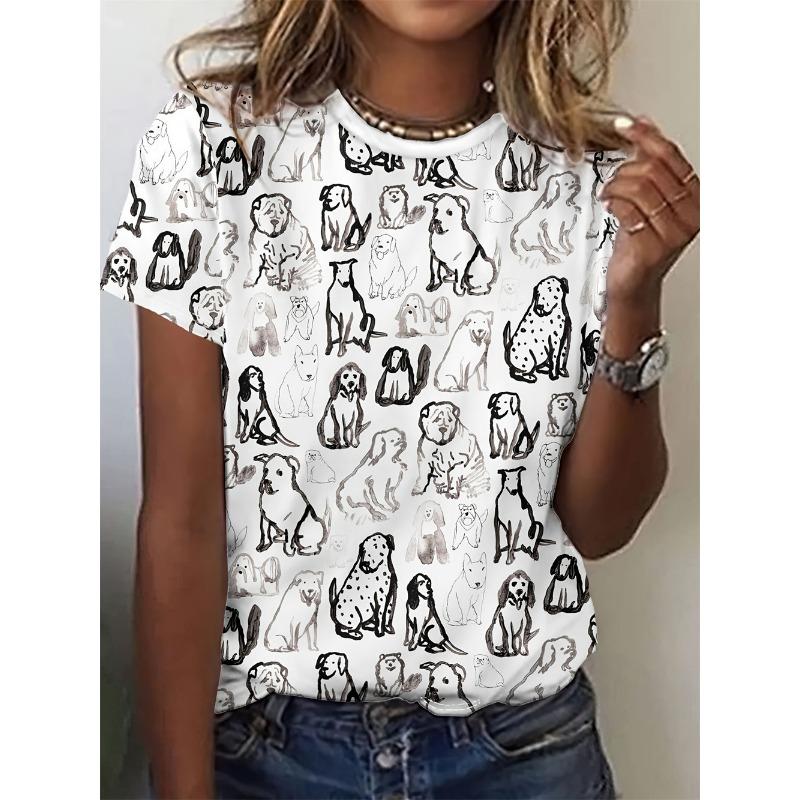 Cartoon Animal Full Picture 3D Digital Printing Harajuku Women's T-shirt