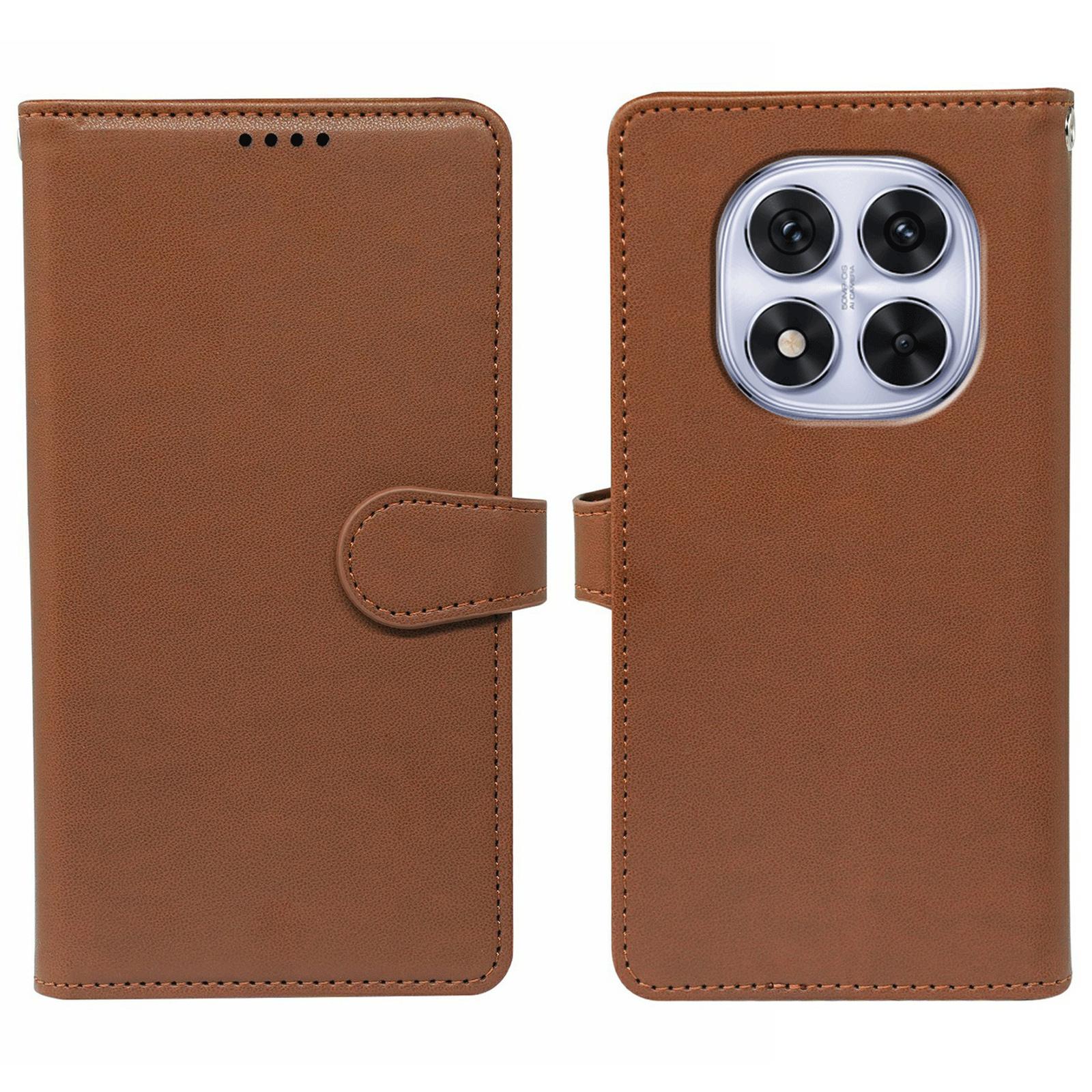 

For Xiaomi Redmi Note 14 Pro 4G Case with 9 Card Slots PU Leather Stand Phone Cover Brown