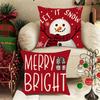 LET IT SNOW MERRY BRIGHT CHRISTMAS H O Christmas Santa Snowman Print Pillowcase Living Room Sofa Cartoon Pattern Cushion Cover Pillowcase