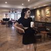 Summer new cold wind thin Hepburn little black dress chic sexy waist scheming black dress women