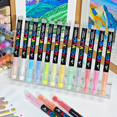 12-48 barevné akrylové popisovače Barvy DIY Vodotěsné Měkký štěteček Barvicí pera na Dřevo Kámen Plátno Sklo Látka Vejce Malování na kameny