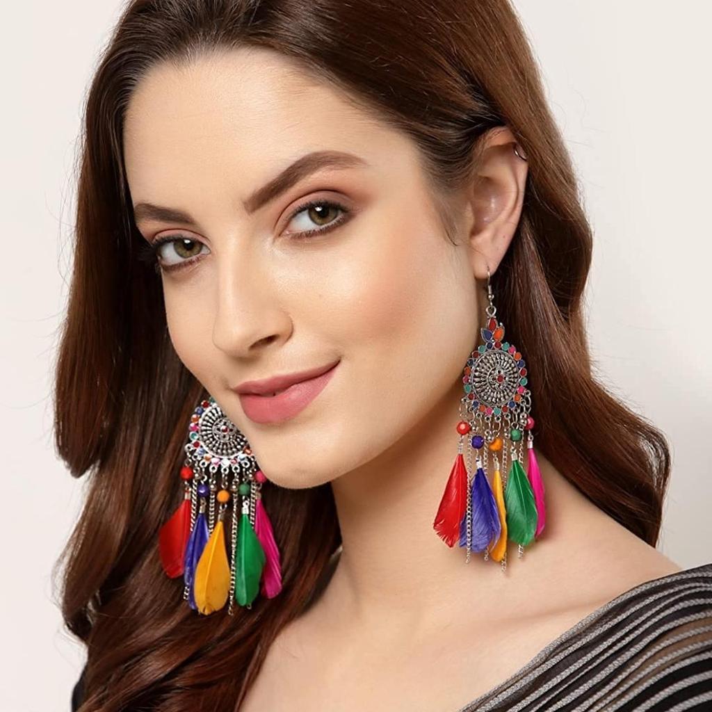 Boucle d'oreille oxydée en argent et laiton pour femmes et filles, collection exclusive élégante et tendance, produit 100 % respectueux de la peau pour boucle d'oreille