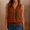 2026 European and American Summer Women's Solid Color Sleeveless Button-Up Lapel Shirt