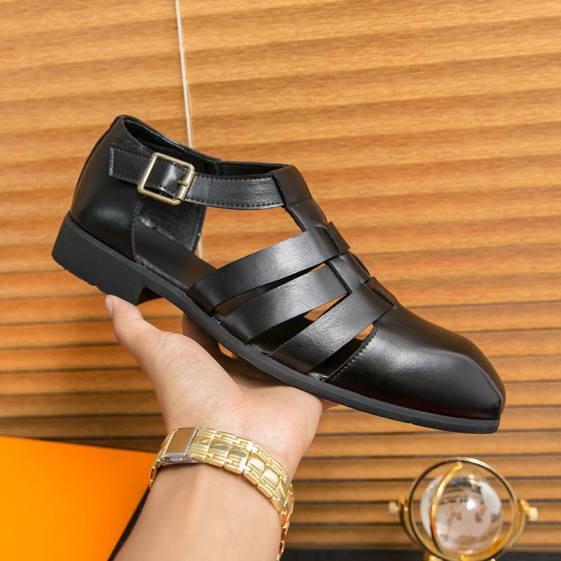 Summer New Men Sandals PU Black and White Breathable Outdoor Comfortable Walking Sandals Size 38-46 Men Sandals