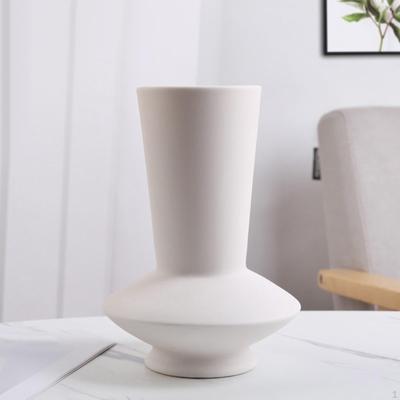Elegant Vase Modern Flower Geometric White Ceramic European Minimalist for