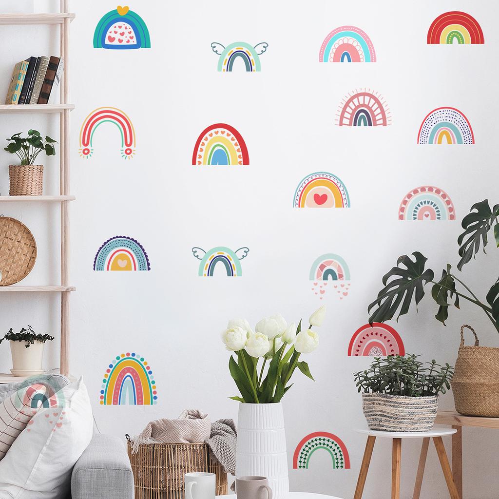 Cartoon Cute Rainbow Wall Stickers Bohemian Style Creative DIY Decoration Children's Room Bedroom Beautification Stickers