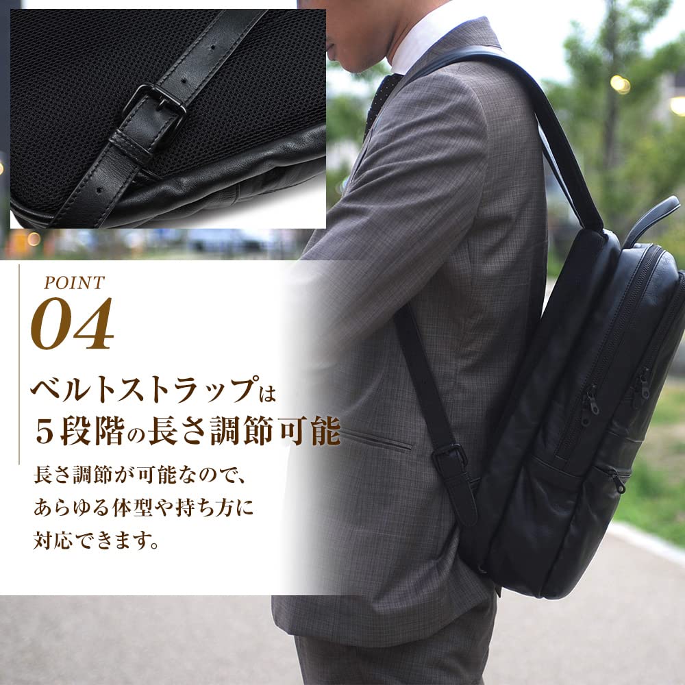 Joya 2-Wege Wasserdichter Lederrucksack Business-Tasche, Marineblau J4830