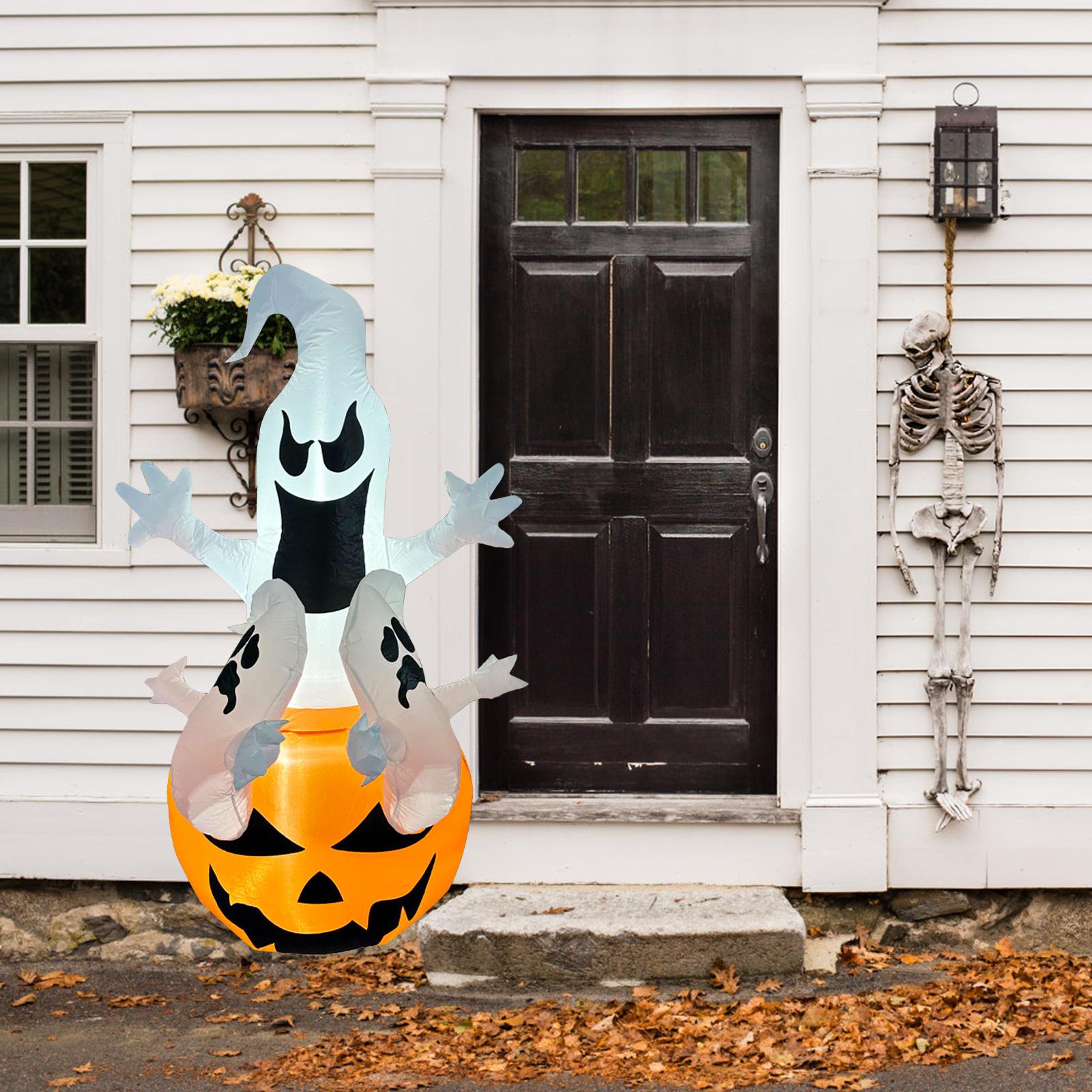 5.9FT светящийся белый призрак тыква надувные украшения на Хэллоуин на открытом воздухе — фото 5