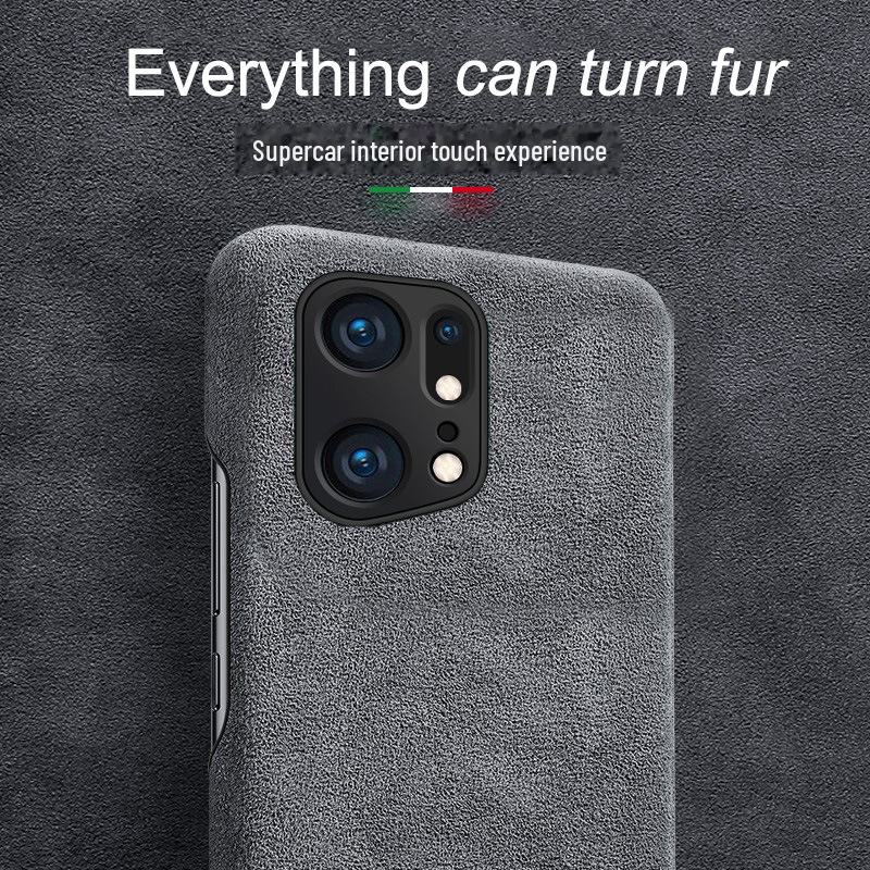 Genuine Leather Full-Cover Anti-Fall Case for OPPO Find X6/X5 Pro Suede Protective Case