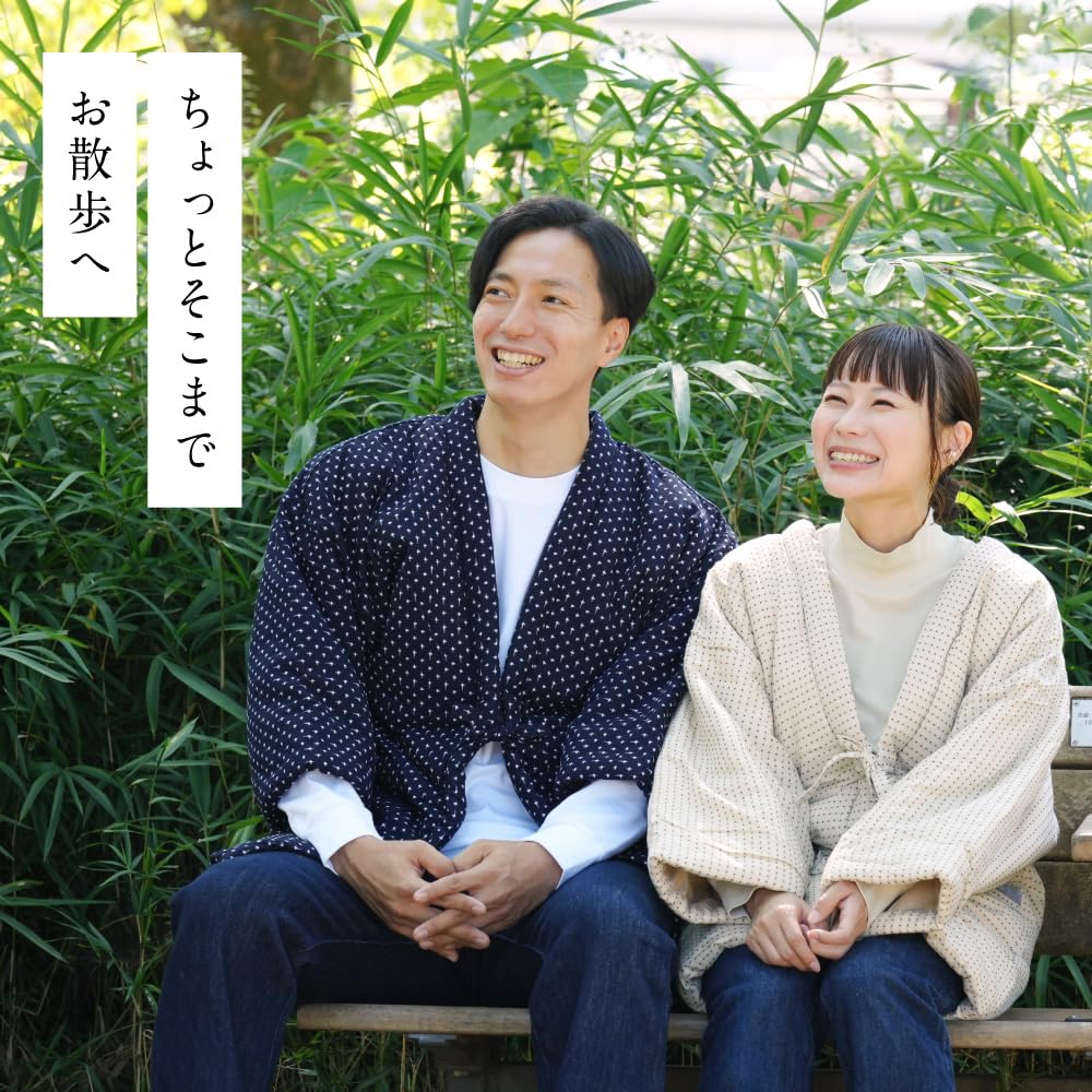 ROCCA Hanten Hanten Made In Tsumugi Standard One Size Fits All Gray X Men's (Kurume Rokka) Japan, Silk, Fit, Loungewear, (Flying Stripes, White)