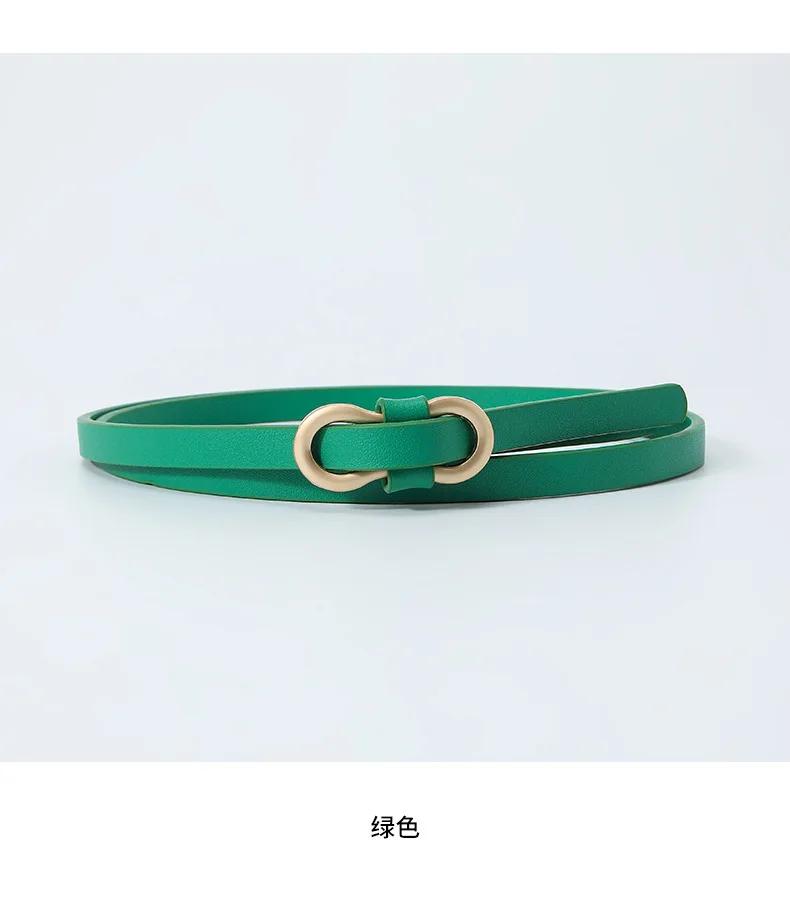 Multi-color Women Fashion Thin Belt Casual Decoration Dress Shirt 8-character Buckle Small Belts Solid Pu Leather Ladies Belts