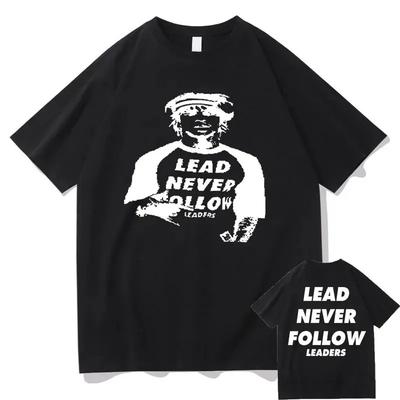 Rapper Chief Keef Lead Never Follow Leaders T-Shirt mit doppelseitigem Druck, Vintage-T-Shirt für Männer, Hip Hop, lässig, übergroße T-Shirts