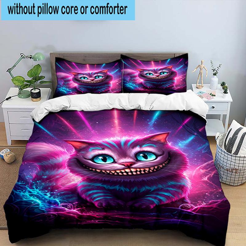 3PCS WonderlCat Fantasy Bedding Set,Including 1pc Duvet Cover And 2pcs Pillowcases Perfect for Bedroom, Dormitory, Fan Christmas Gift