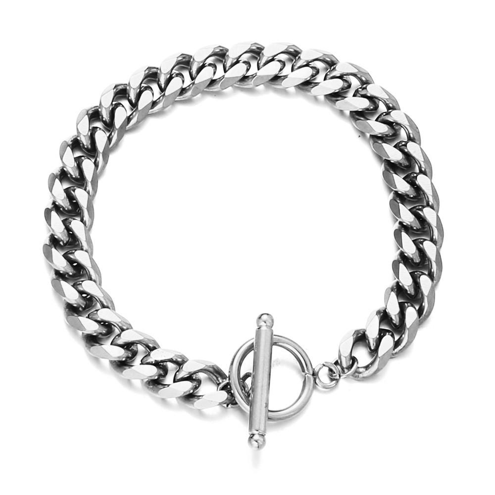 

Модный панк хип-хоп браслет-цепь из нержавеющей стали с OT-застежкой для мужчин и женщин