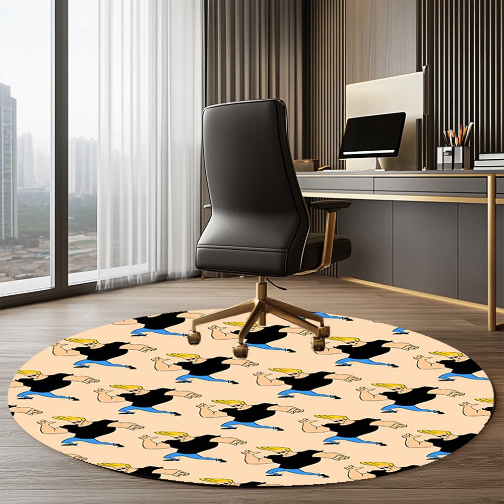 Johnny Bravo Printed Round Rug Carpet Chair Rug Area Rug Entryway Doormats,for Office Chair Living Room Bedroom Kitchen Room.