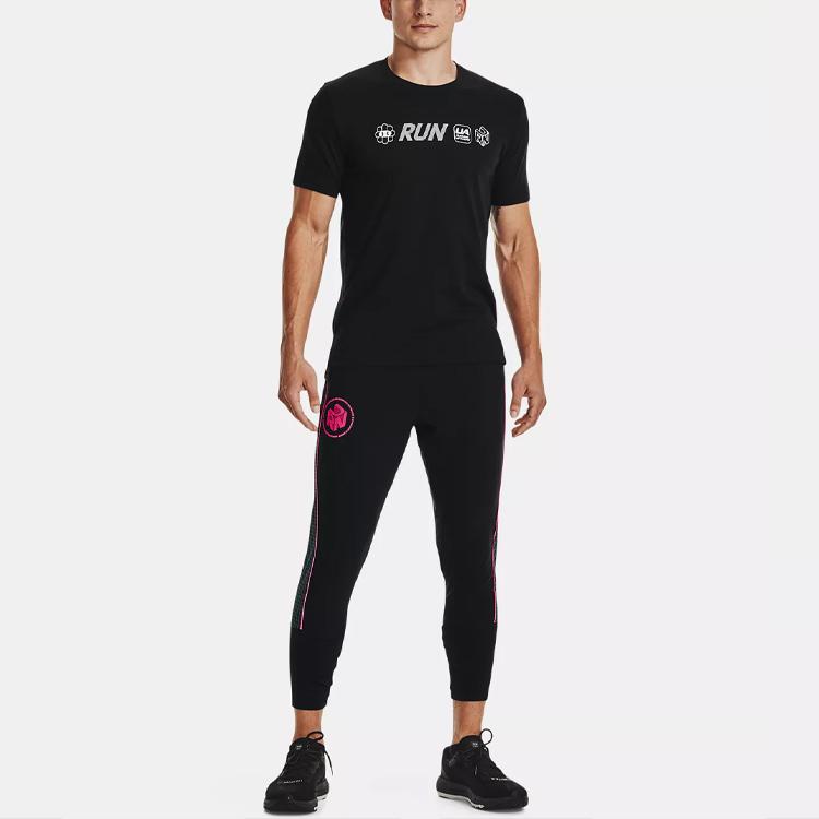Under Armour Fitted Crew Neck Running T-Shirt Men Tops Black 1370977-001