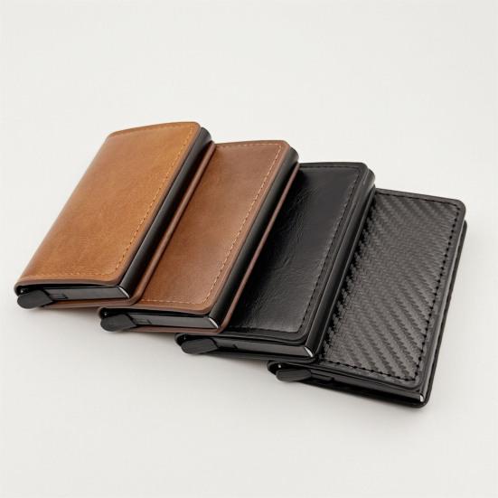 Men Pop-up Wallet RFID Blocking Card Holder Anti-Theft Slim Aluminum Alloy Wallet Pocket Wallet for Cash Credit Cards