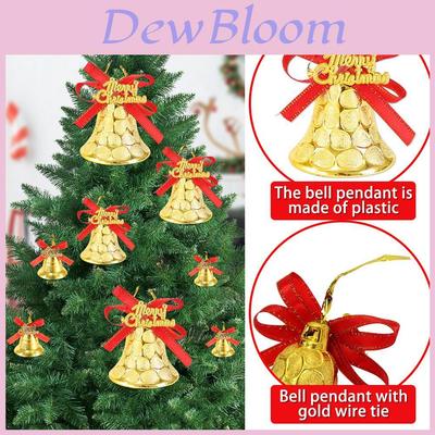 Festive Gold Plastic Christmas Bells Decorative Holiday Ornaments For Home Decor