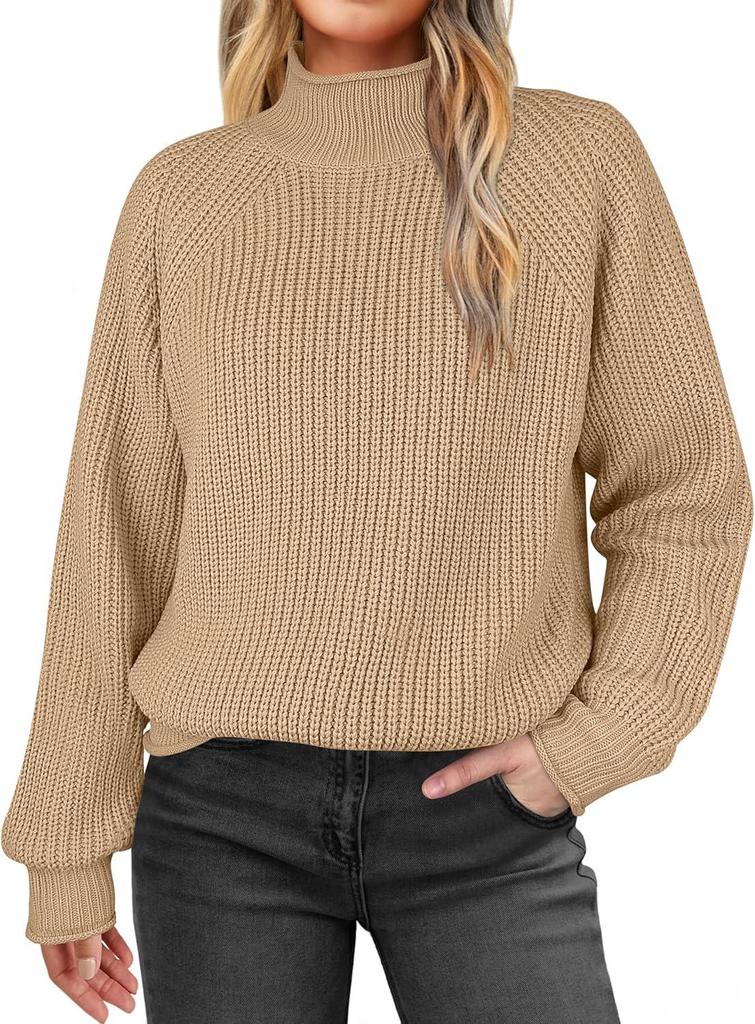 2026 Autumn/Winter Women's High Neck Solid Color Knit Sweater