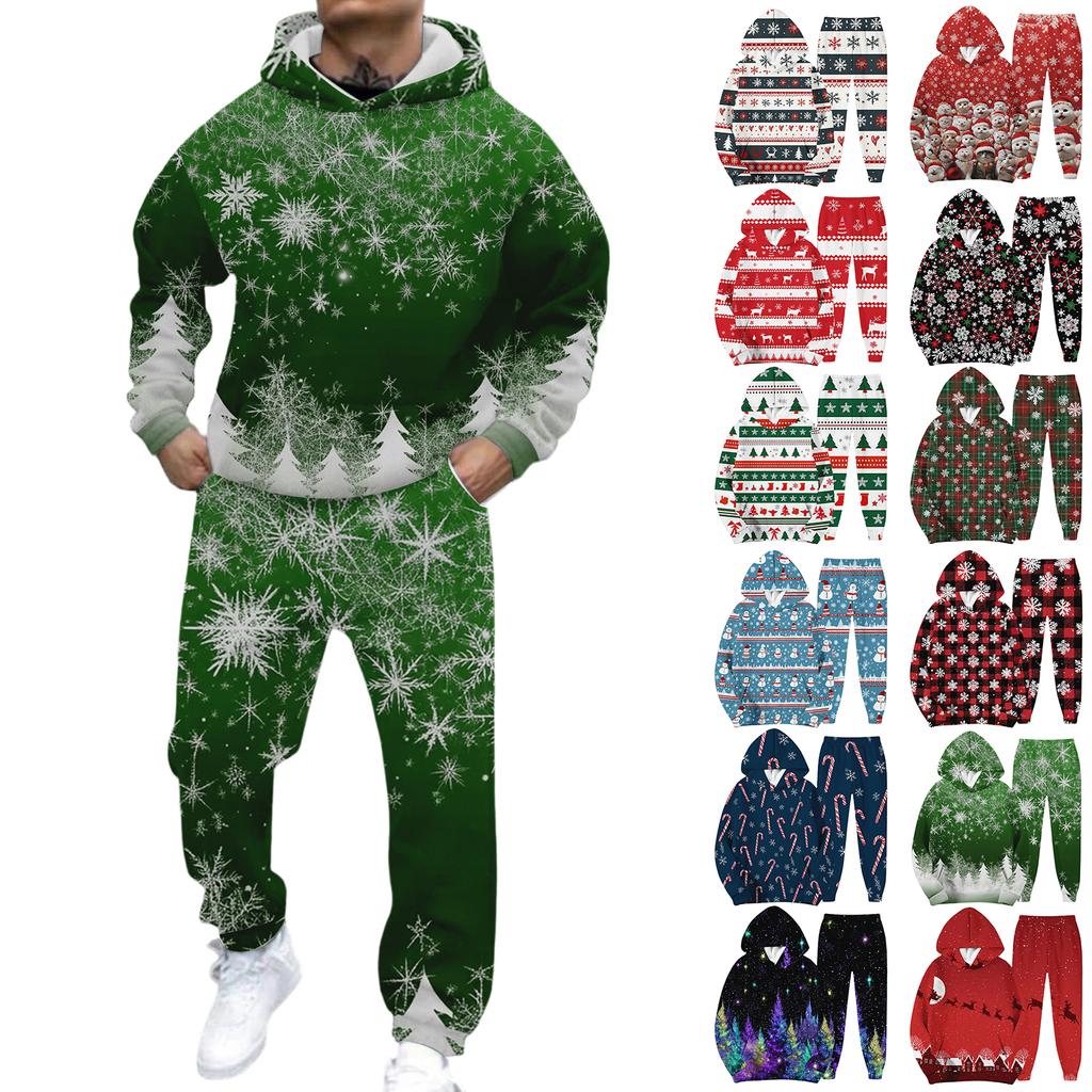Herren Casual und personalisiert bedrucktes Langarm-Kapuzensweatshirt, Herren Sport-Sweatshirt und Sweatpants zweiteiliges Set