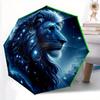 1pc Starry Sky Majesty Lion Pattern Beautiful Looking Automatic Folding Umbrella, 3 Folding, 8 Iron Frame Design, Durable and Suitable for Travel