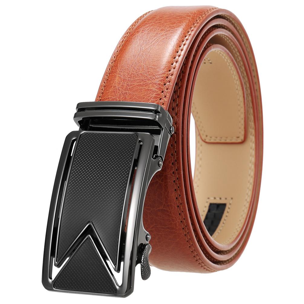 Men'S Belt Two-Layer Cowhide Automatic Buckle Belt, Business Belt Ly180-242-1