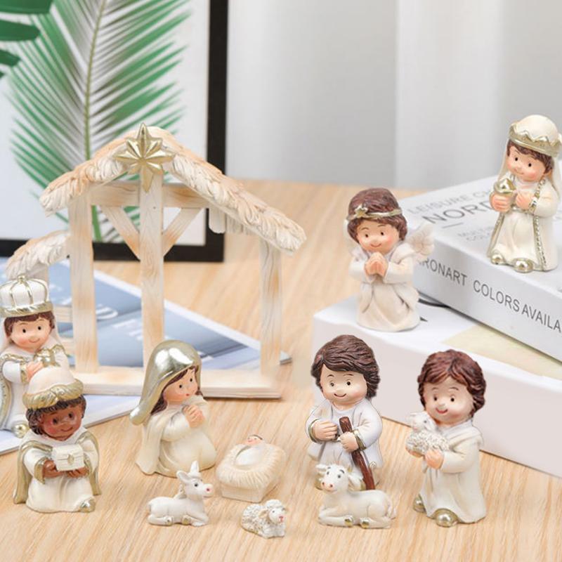 1Set Little People Toddler Toy Nativity Set Kids Pretend Play Set For Christmas Decoration Kids Xmas  Year Gift