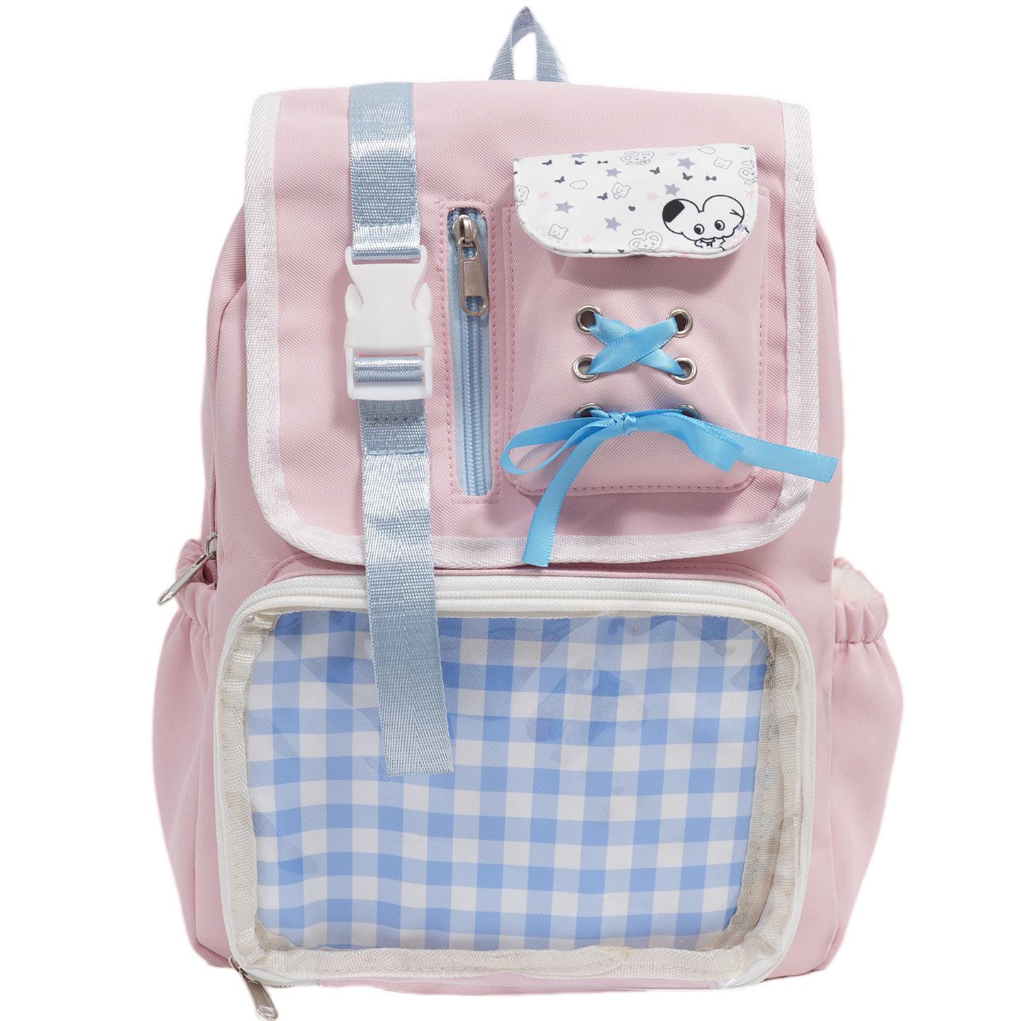 

College style two-dimensional pain bag backpack large capacity student party small food allowance portable messenger commuter bag processing bag single bag рожевий