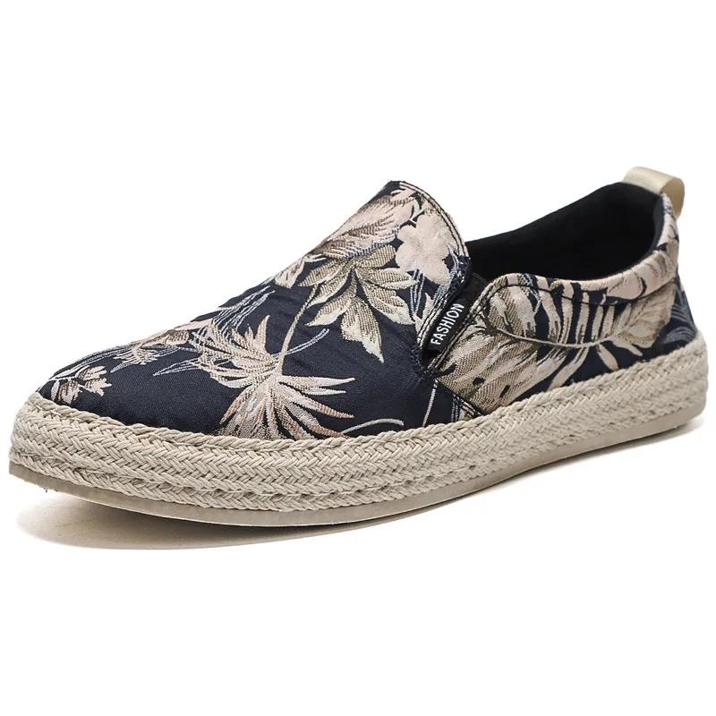 Fashion Autumn Men Canvas Shoes Breathable Men's Casual Shoes Slip-On Hemp Shoes Graffiti Espadrilles Women Footwear Flats 2025