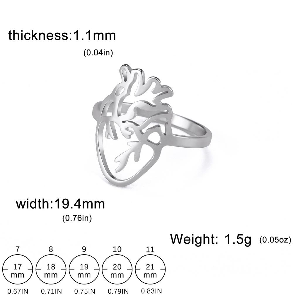 Fashion Anatomical Heart Rings for Women Men Medical Biology Finger Rings Stainless Steel Jewelry Gifts for Doctor