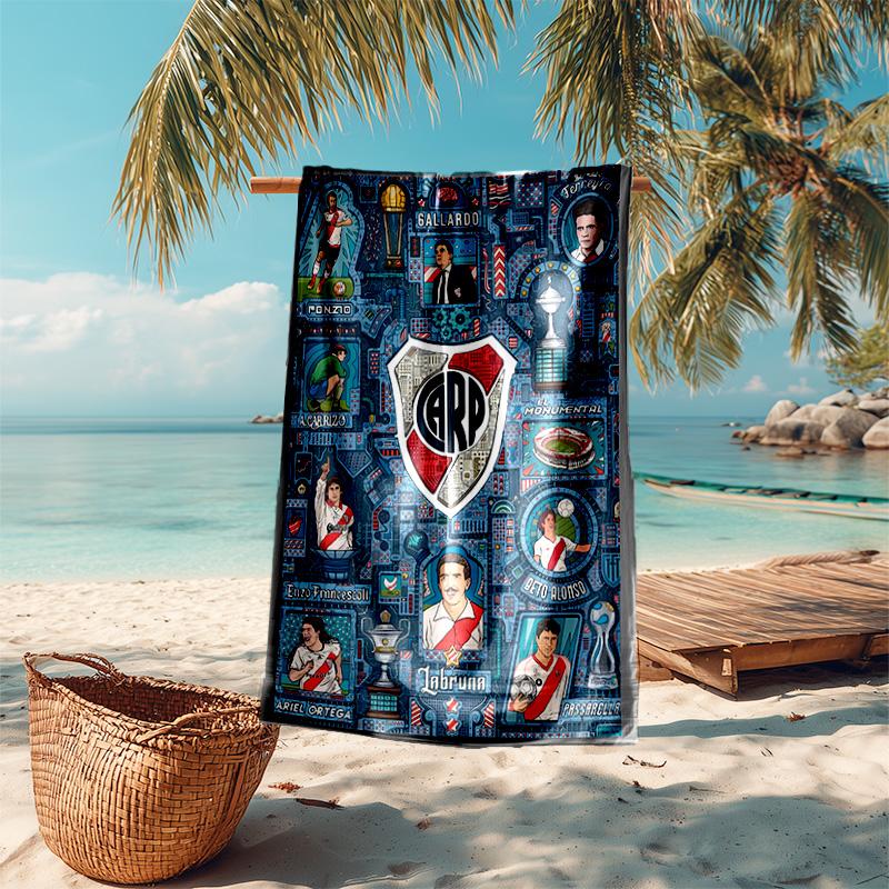 Proof Beach Towel with Club Atlético River Plate Pattern - Soft,absorbent,quick-drying,machine Washable - Perfect for Swimming,camping,bathing