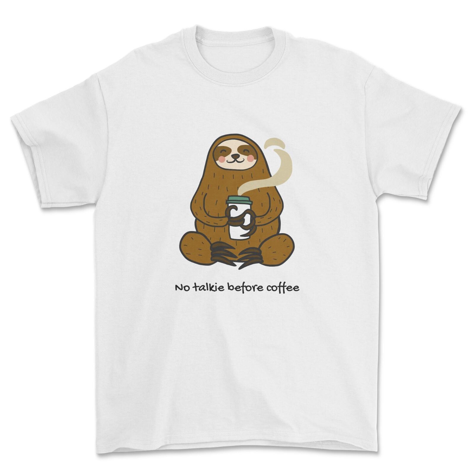 No Talkie Before Coffee T-shirt Funny Sloth Coffee Lover Gift Tshirt S разноцветный