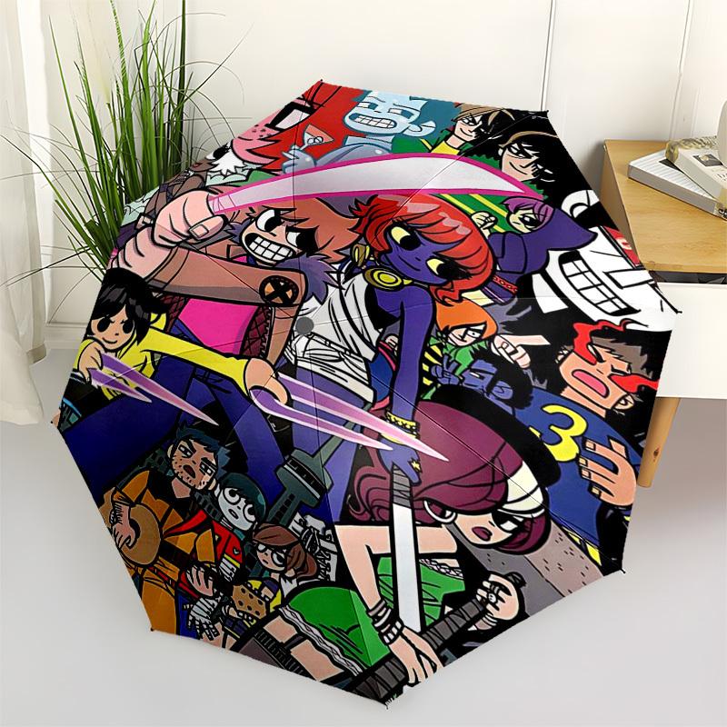 

1pc Outdoor Umbrella with Adventure Time Characters - Automatic Opening/Closing, Portable 3-Fold Design, 8-Rib Iron Frame - Perfect Gift for Fans